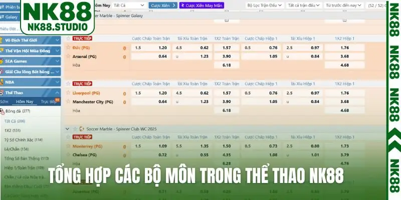 Tổng hợp các bộ môn trong thể thao NK88
